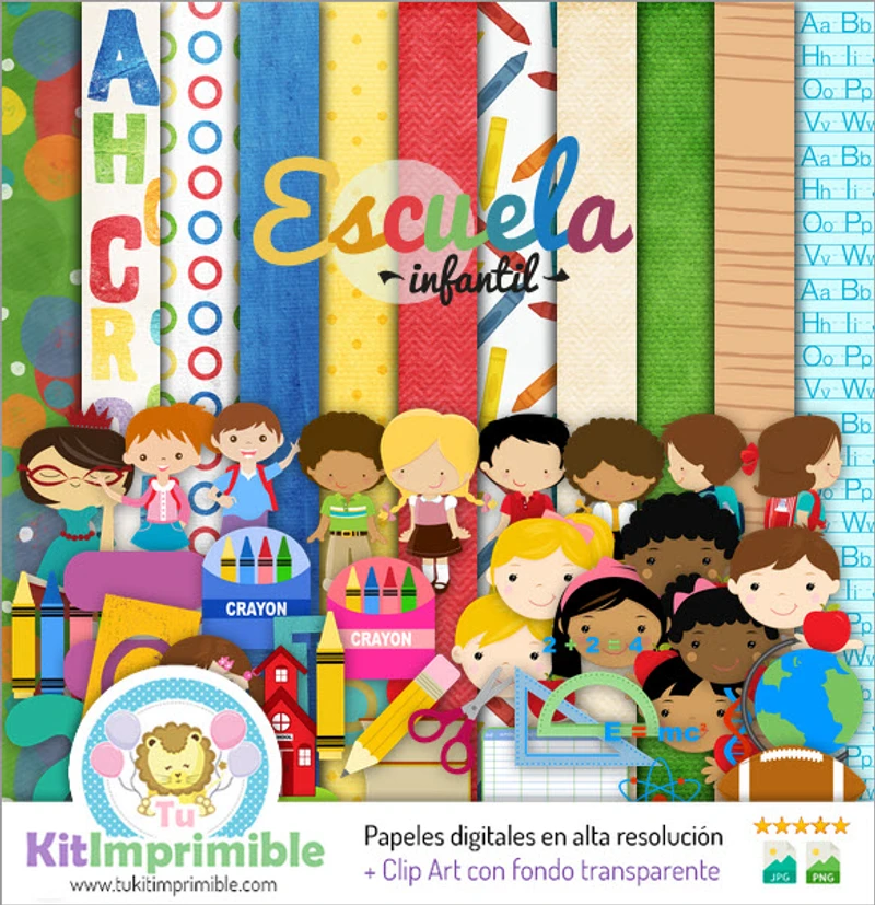 Scrapbook Escuela Digital Set Completo Manualidades - M4