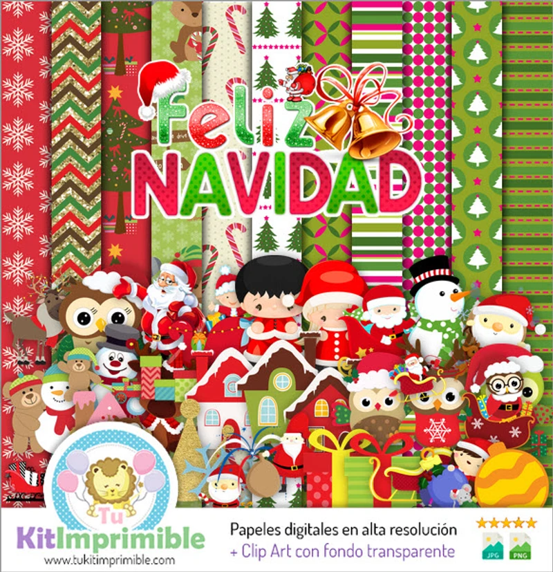 Scrapbook Feliz Navidad Digital Set Completo - M4