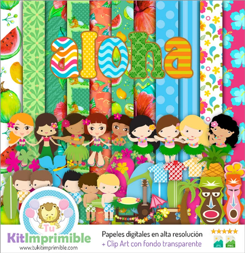 Scrapbook Fiesta Hawaiana Aloha Digital Set - M4