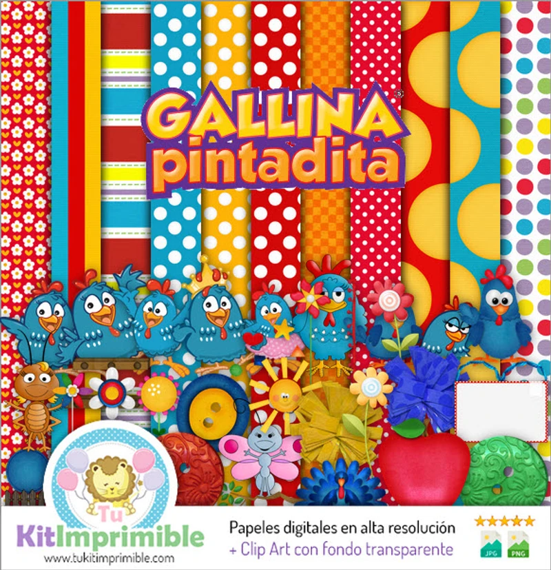 Scrapbook Gallinita Pintadita Digital Set Completo - M4