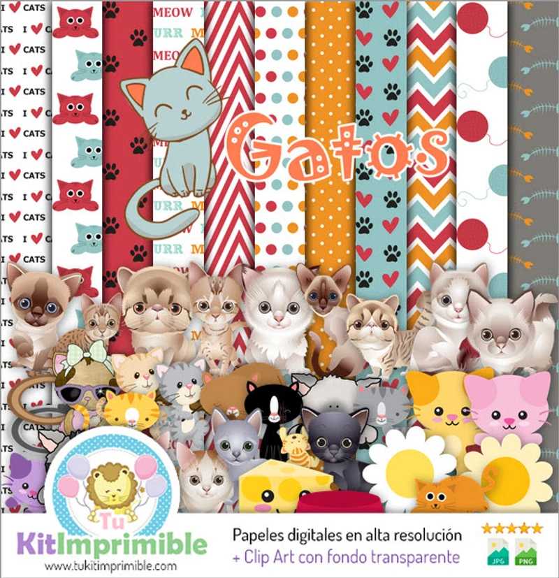 Scrapbook Gatti Set completo digitale Artigianato - M4