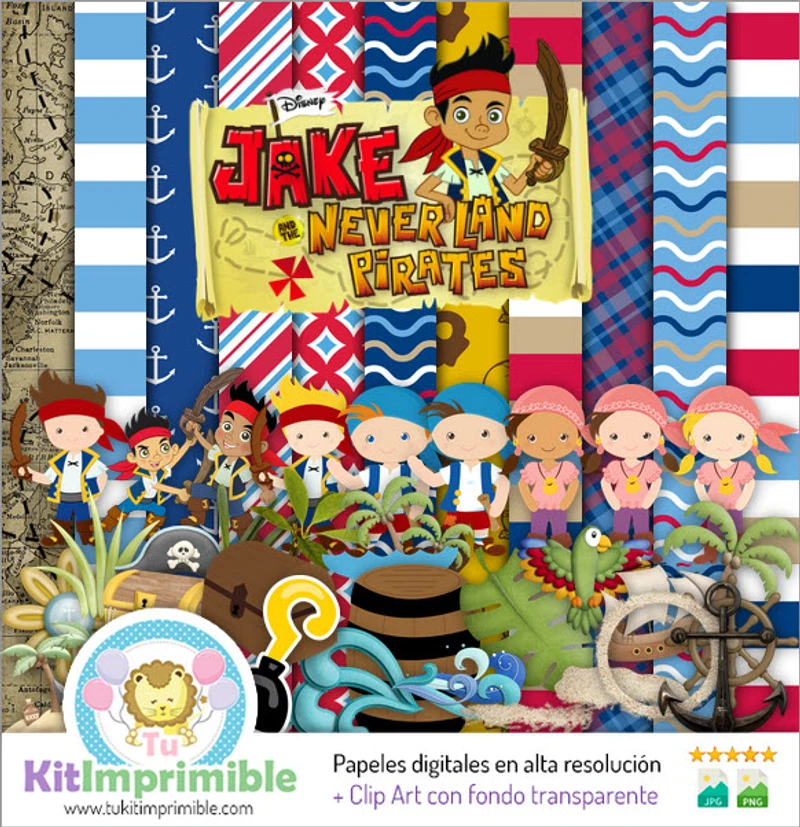 Scrapbook Jack Pirati dell'Isola che non c'è Set digitale - M4