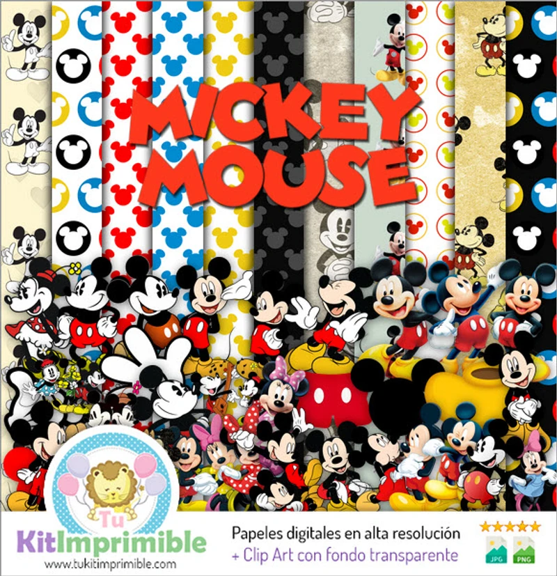 Scrapbook Mickey Mouse Digital Set Completo Manualidades - M4