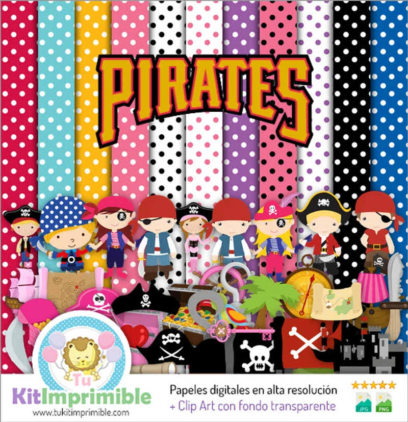 Scrapbook Piratas Digital Set Completo Manualidades - M4