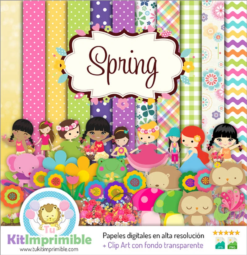 Scrapbook Primavera Digital Set Completo Manualidades - M4