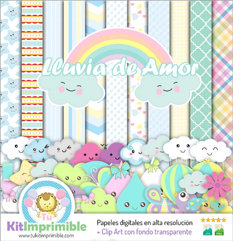 Scrapbook Rain of Love Set completo digitale - M4