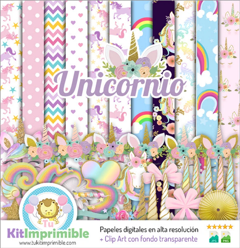 Scrapbook Unicornio Clasico Digital Set Completo Manualidades - M4