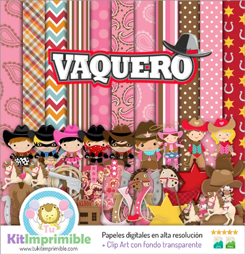 Scrapbook Vaquero Ranchera Digital Set Completo Manualidades - M4