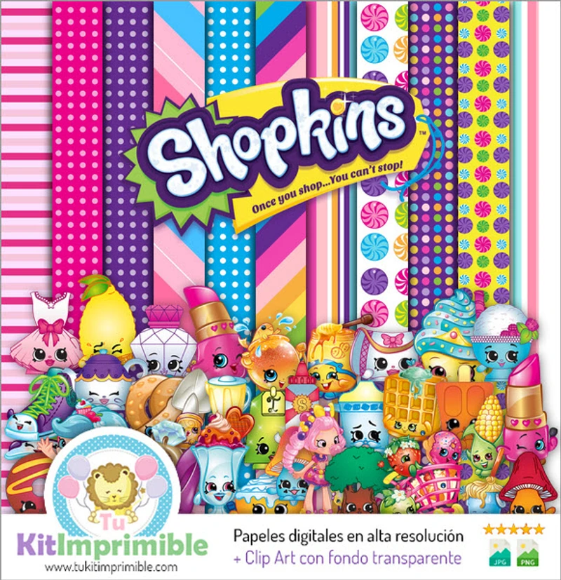 Shopkins Papéis Digitais Festas Compras - M1