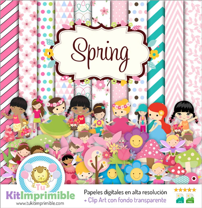 Spring Kit Digital Decorative Backgrounds Parties - M2