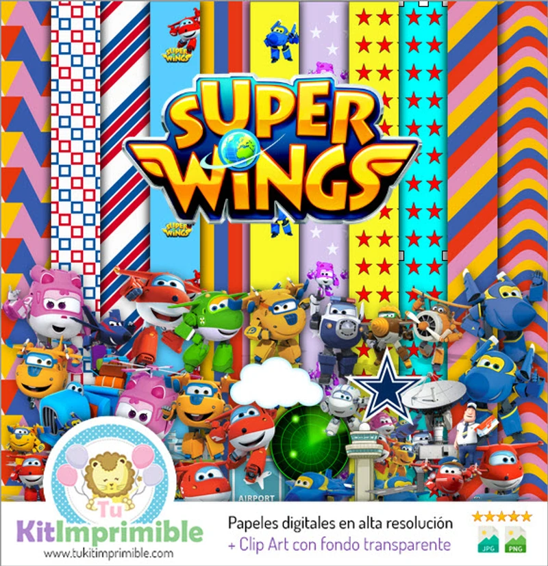 Super Wings Digital Party Background Kit - M2