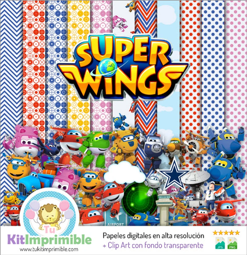 Super Wings Digital Textures Scrapbook Patterns - M3