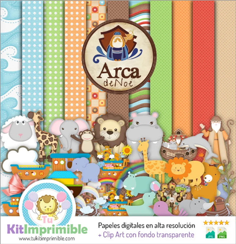 Texturas Arca de Noé Digitales Patrones Scrapbook - M3