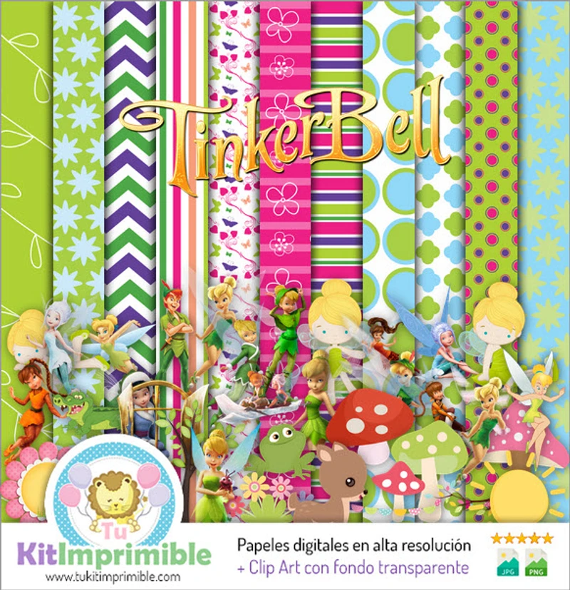Texturas Campanita Tinker Bell Digitales Patrones - M3