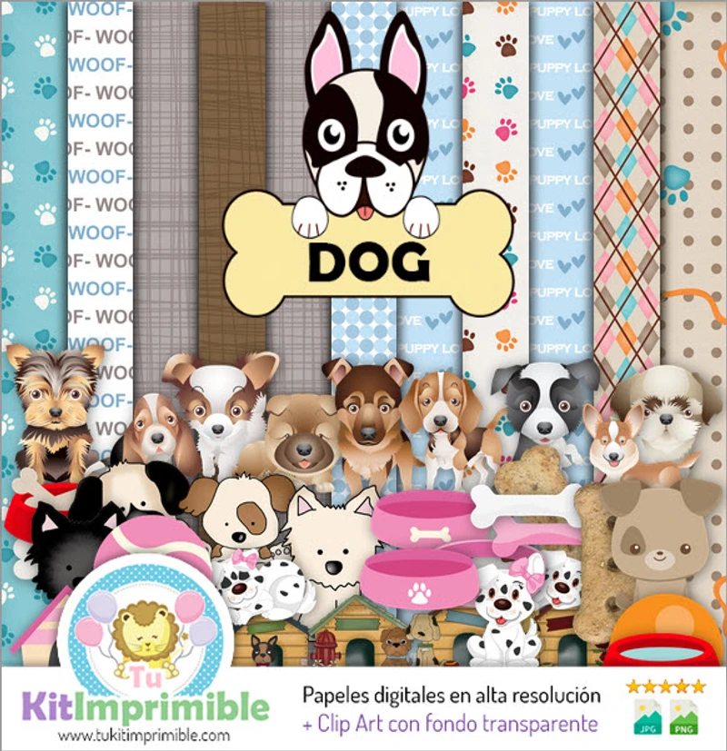 Texturas Creativas Perrito Cachorro Digital Scrapbook - M7