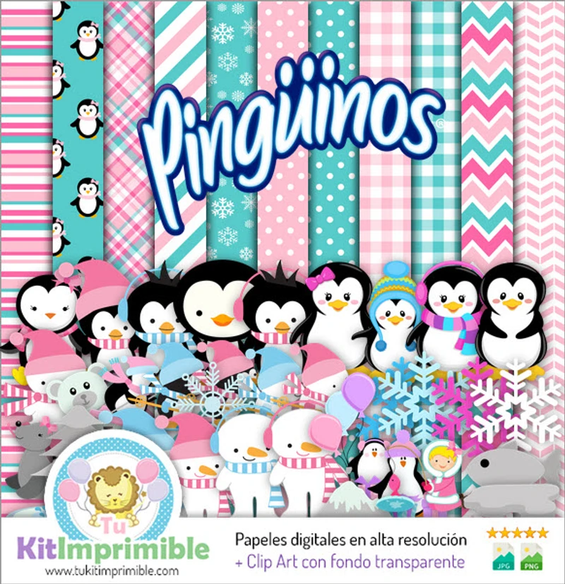 Texturas de pinguins digitais para scrapbook - M3