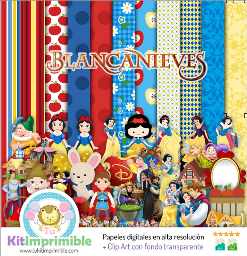 Patrones | Texturas digitais da Branca de Neve para scrapbook - M3