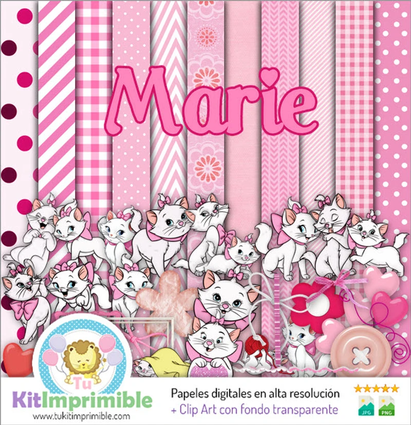 Texturas digitais da gata Marie para scrapbook - M3