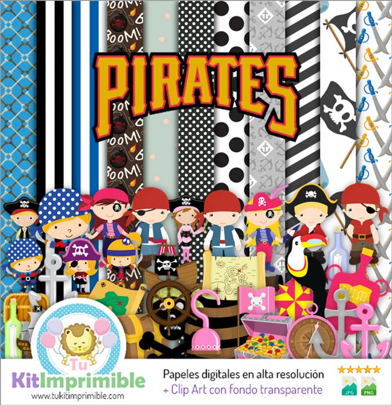 Texturas digitais de piratas para scrapbook - M3