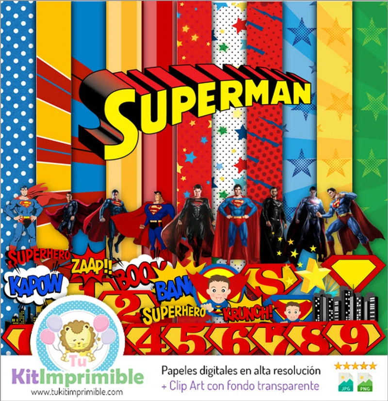 Texturas digitais do Superman para scrapbook - M3