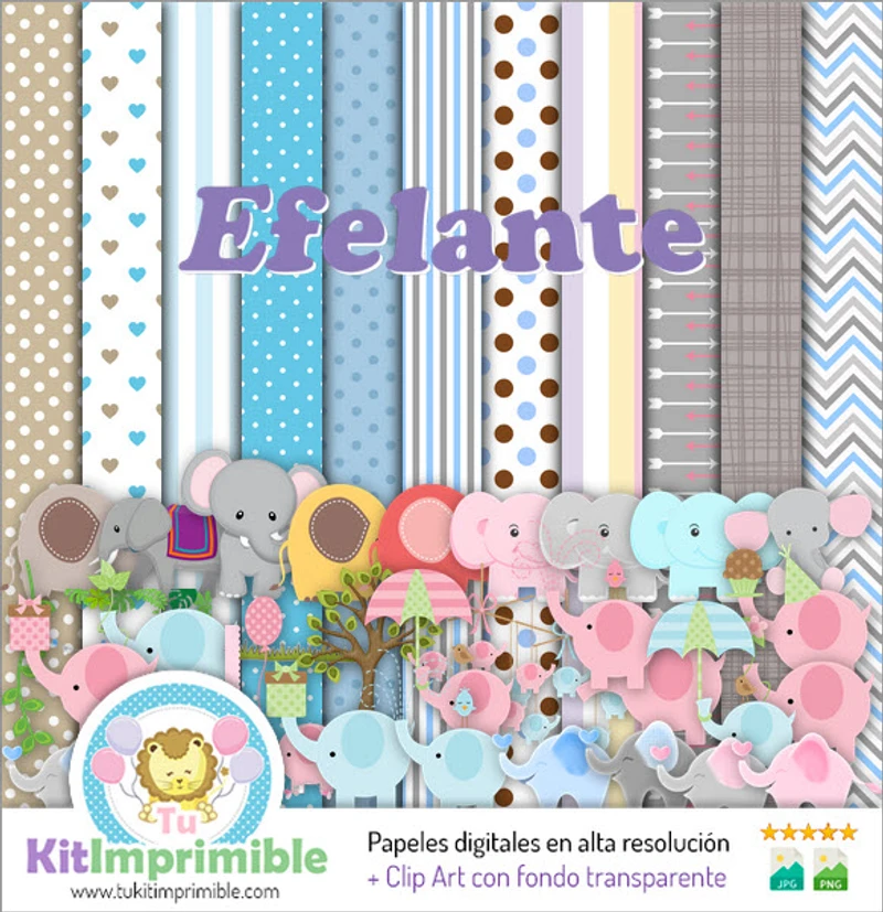 Texturas Elefante Digitales Patrones Scrapbook - M3
