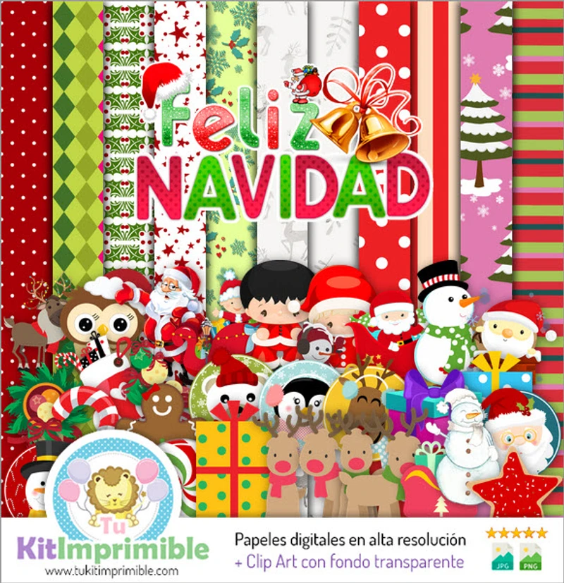Texturas Feliz Navidad Digitales Patrones - M3