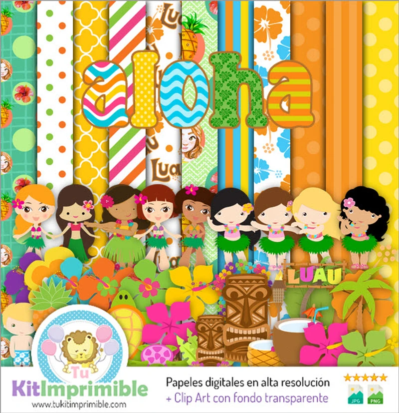 Texturas Fiesta Hawaiana Aloha Digitales - M3