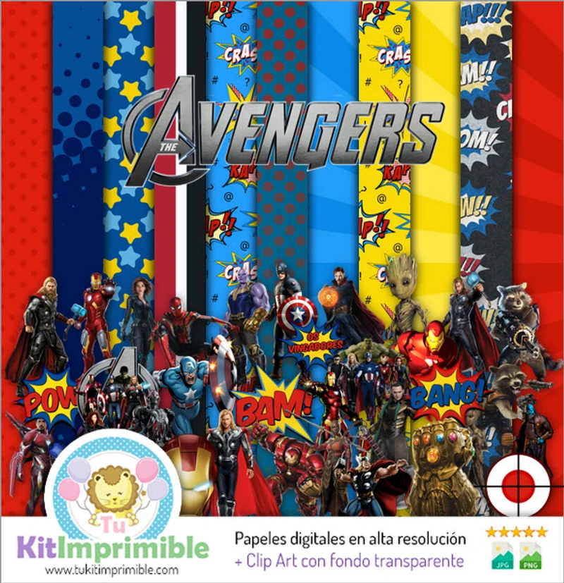 Texturas Los Vengadores Digitales Patrones Scrapbook - M3