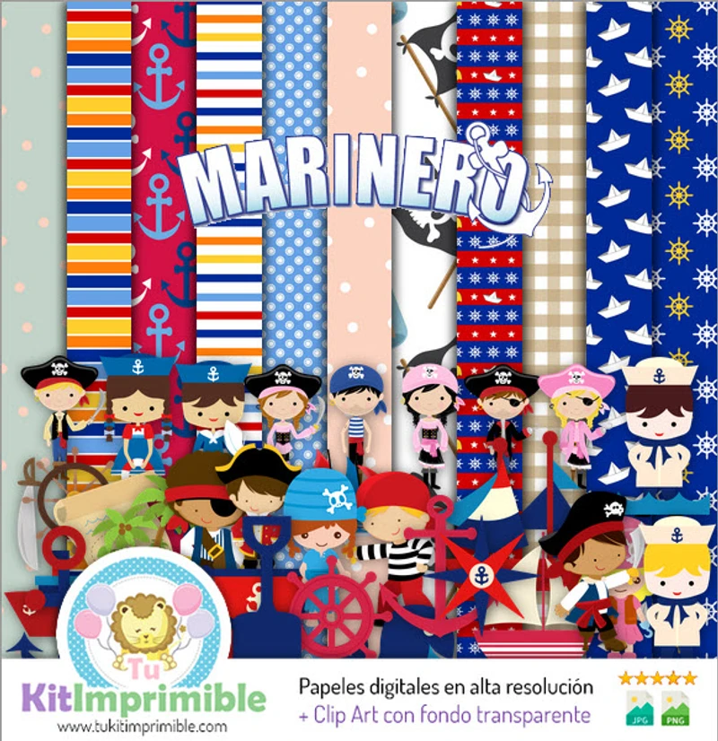 Texturas Marinero Digitales Patrones Scrapbook - M3