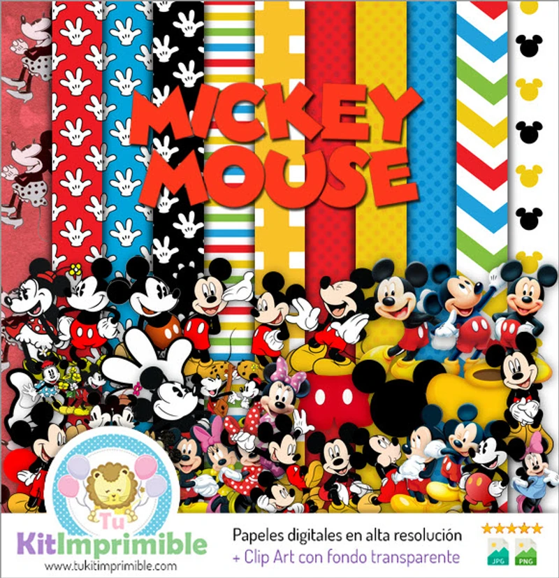 Texturas Mickey Mouse Digitales Patrones Scrapbook - M3