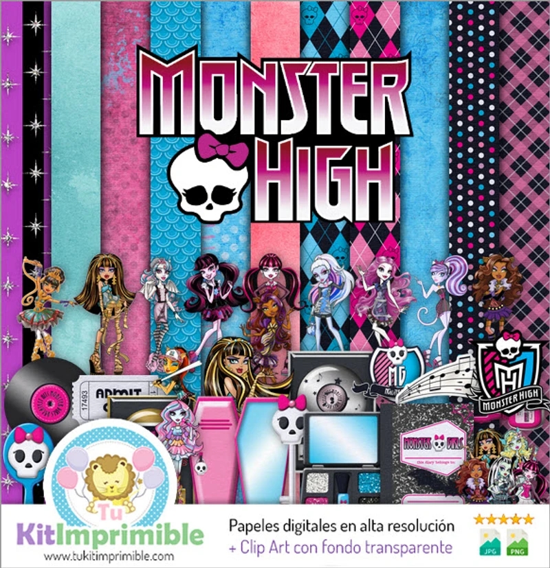 Texturas Monster High Digitales Patrones Scrapbook - M3