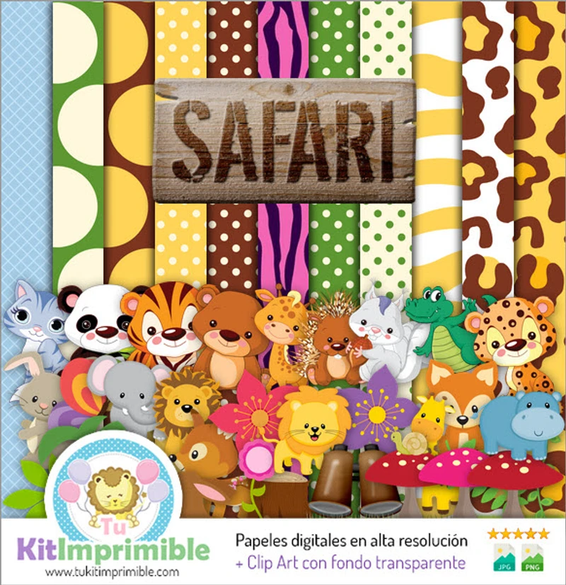 Texturas Safari Bebe Digitales Patrones Scrapbook - M3