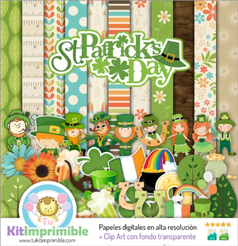 Texturas San Patricio Digitales Patrones Scrapbook - M3
