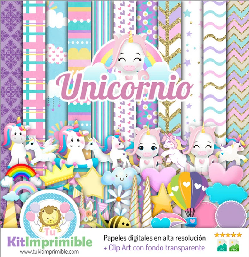 Texturas Unicornio Digitales Patrones Scrapbook - M3