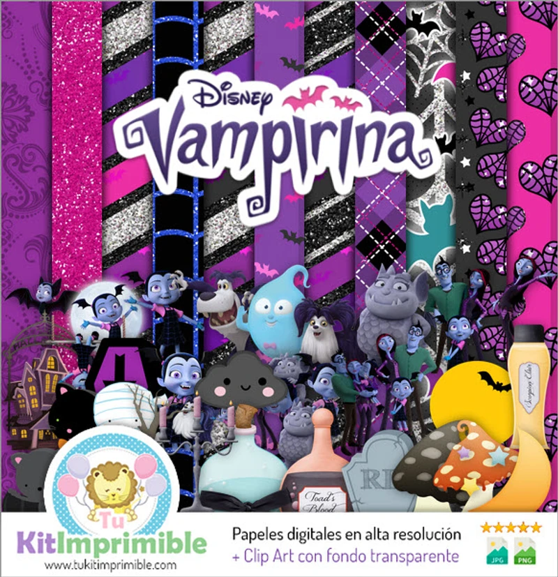 Texturas Vampirina Digitales Patrones Scrapbook - M3