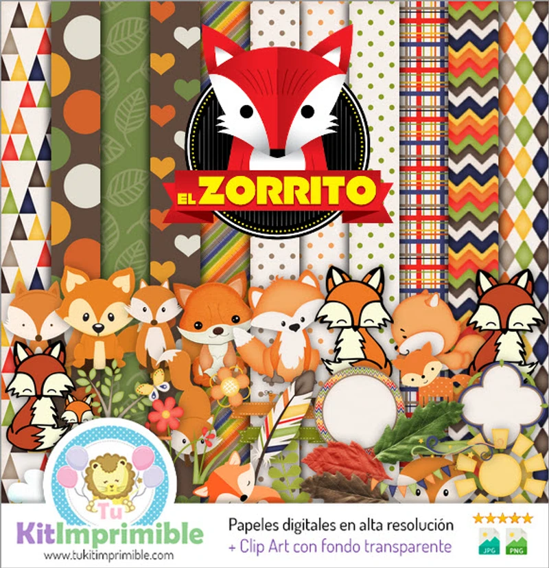 Texturas Zorrito Digitales Patrones Scrapbook - M3