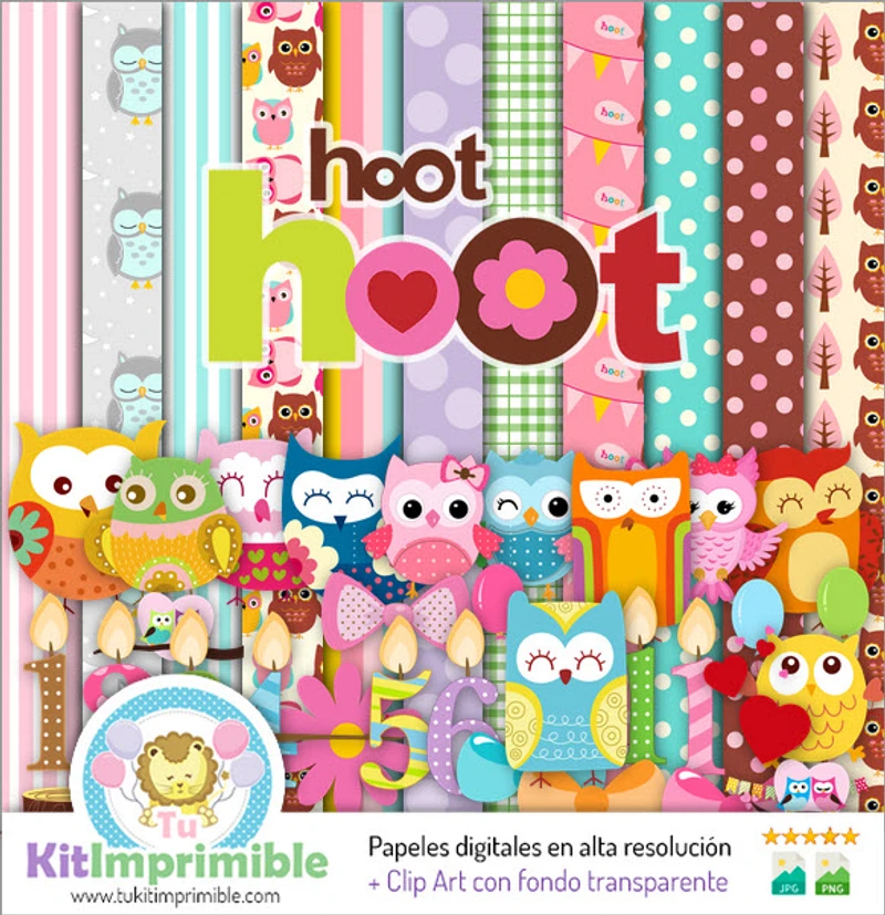 Textures et motifs numériques de hiboux pour scrapbooking - M3