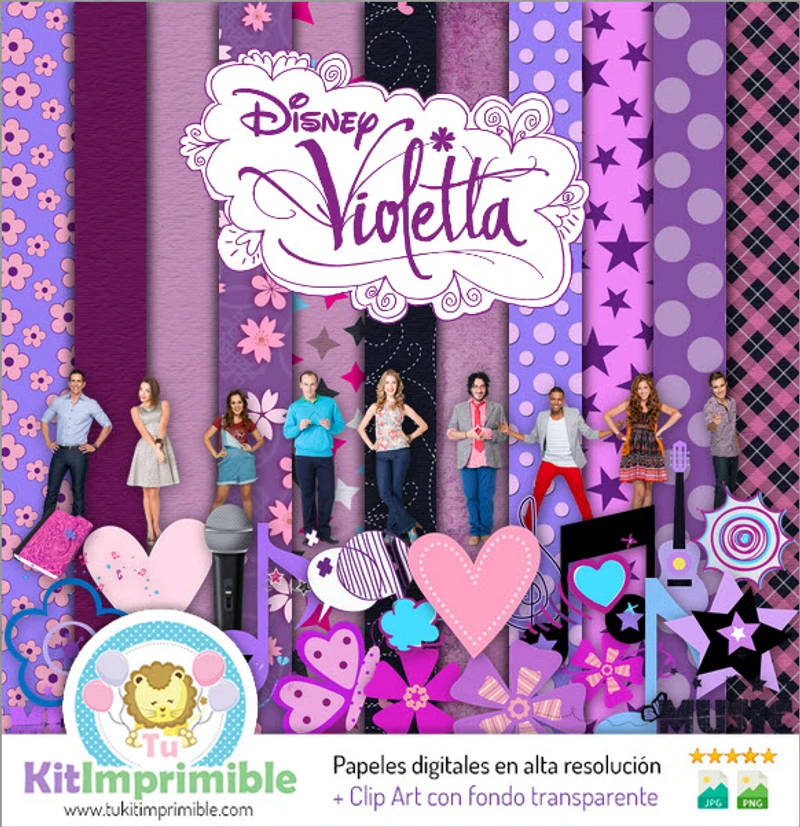 Violette digitale Papiere, farbenfrohe Dekoration - M1